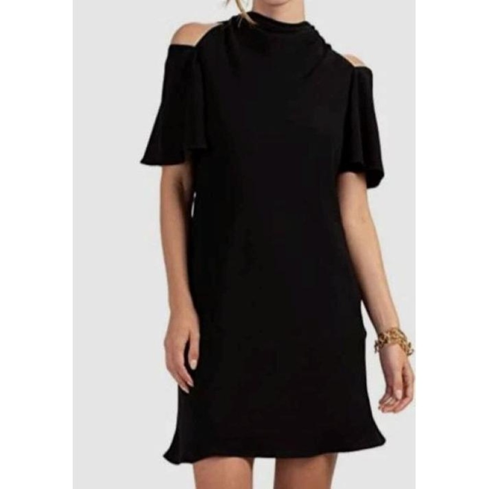 Trina Turk Talia Black Cold Shoulder Tie Dress size 6 NWT $298 Party Cocktail